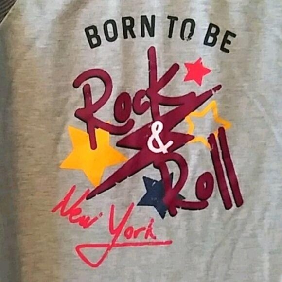Satin Flowers Size 10/12 Top Girls Graphic Born To Be Rock & Roll New York - Picture 3 of 5
